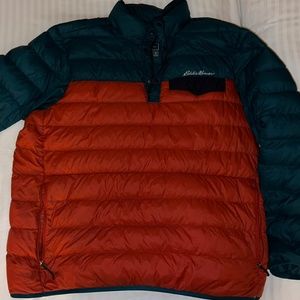 Eddie Bauer Green & Orange Down Pullover